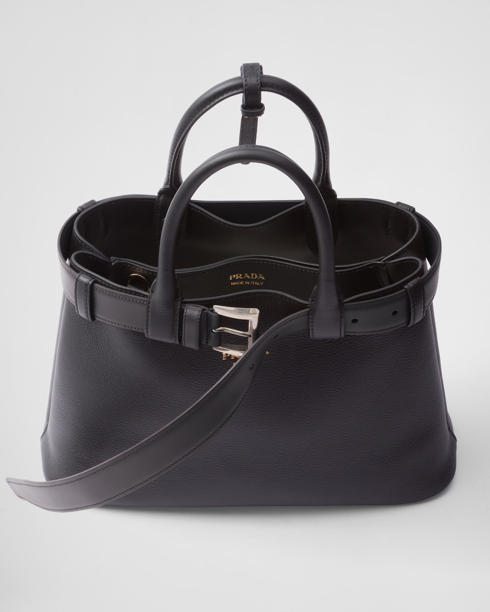 Prada Buckle Small Leather Handbag With Belt - Image 5